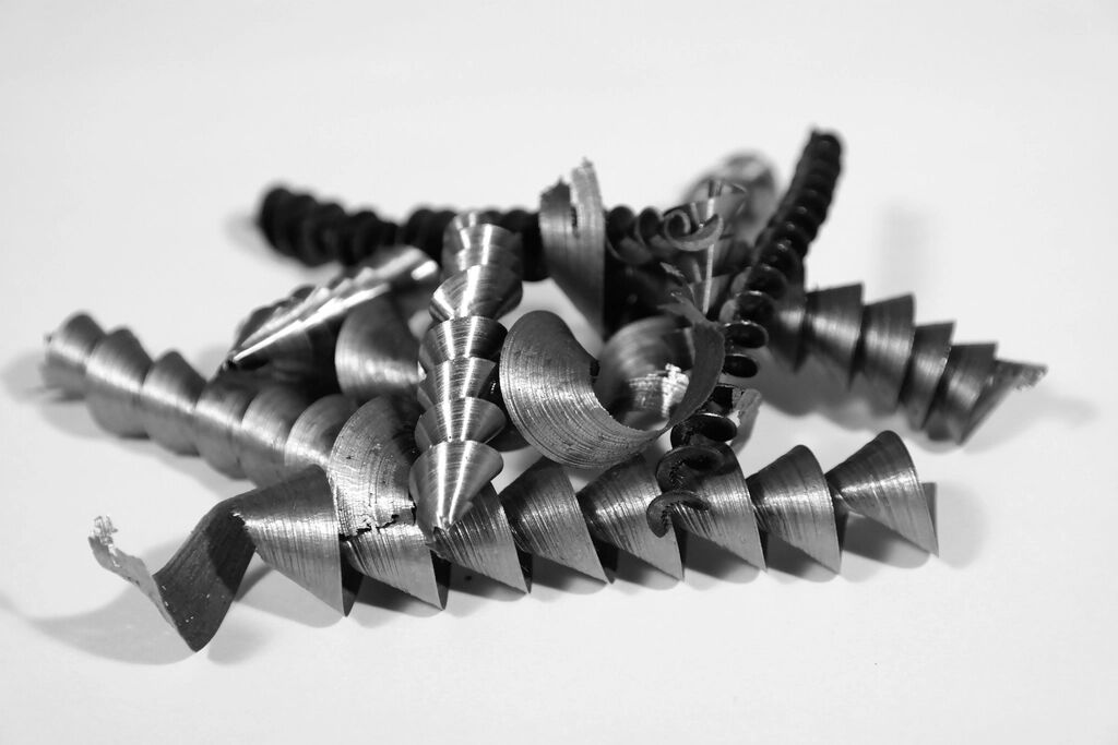 Metal swarf spirals from turning
